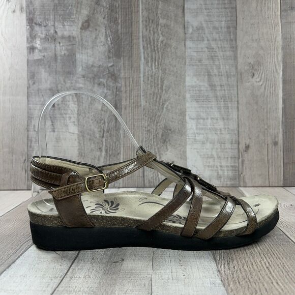 Abeo Biosystem Women's Strappy Sandal Leather Ankle Strap Buckle Brown Size 10 - Picture 8 of 15